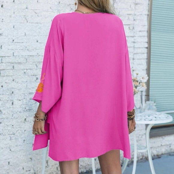 🆕💞Rusttydustty Floral Embroidered Drop Shoulder Coat 3 Piece Shorts Set💞 - Picture 6 of 6